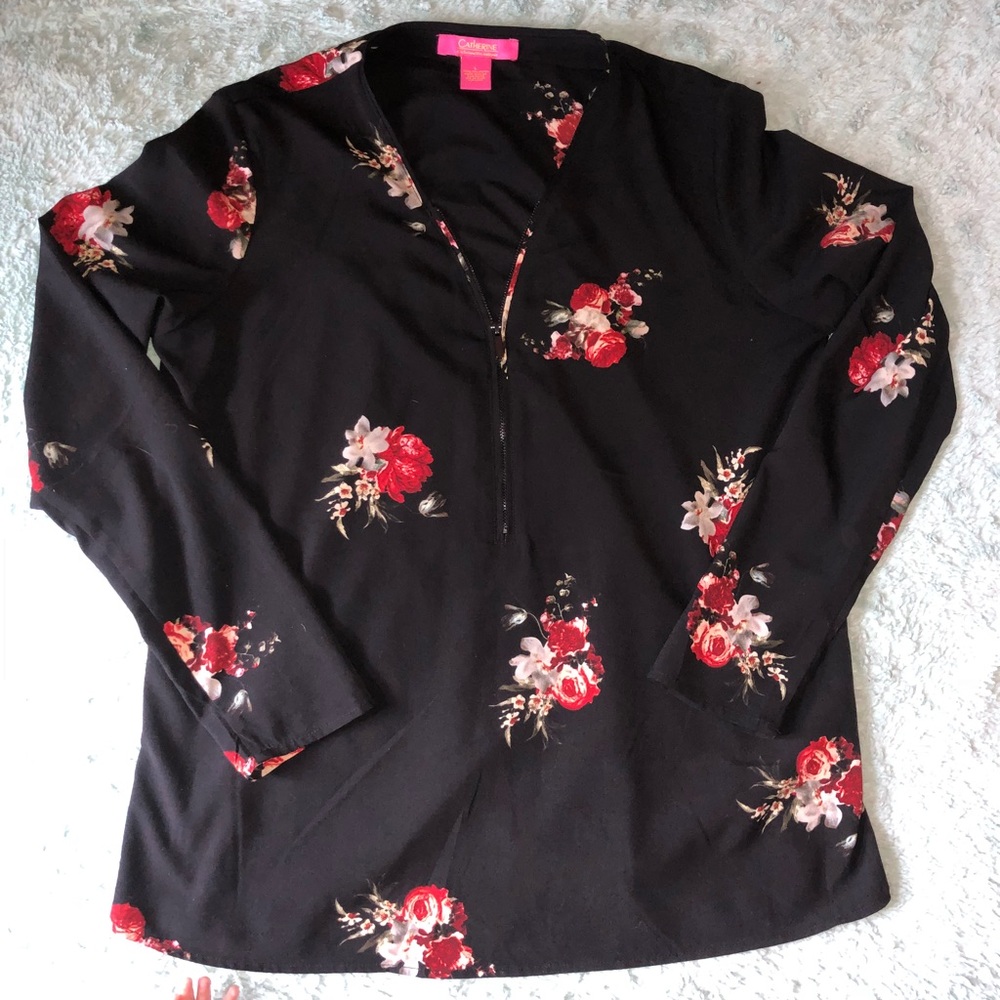 Black floral shirt